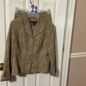 Perceptions Petite 2 piece lined jacquard print ladies dress suit; size 8 petite